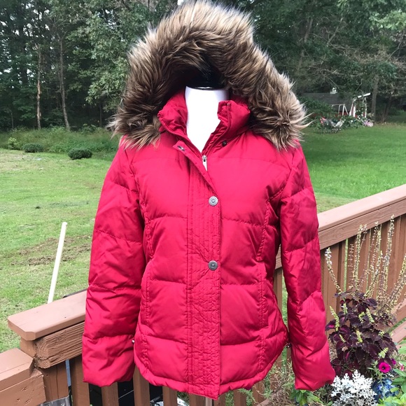 Calvin Klein Jackets & Blazers - Calvin Klein Red Down Coat w/Faux Fur Hood Medium